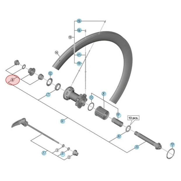 Cône Et Ecrou D'Axe De Moyeu Arrière Shimano Dura Ace WH-R9100-C40