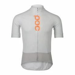 Maillot Route POC Essential Road Logo Blanc/Gris